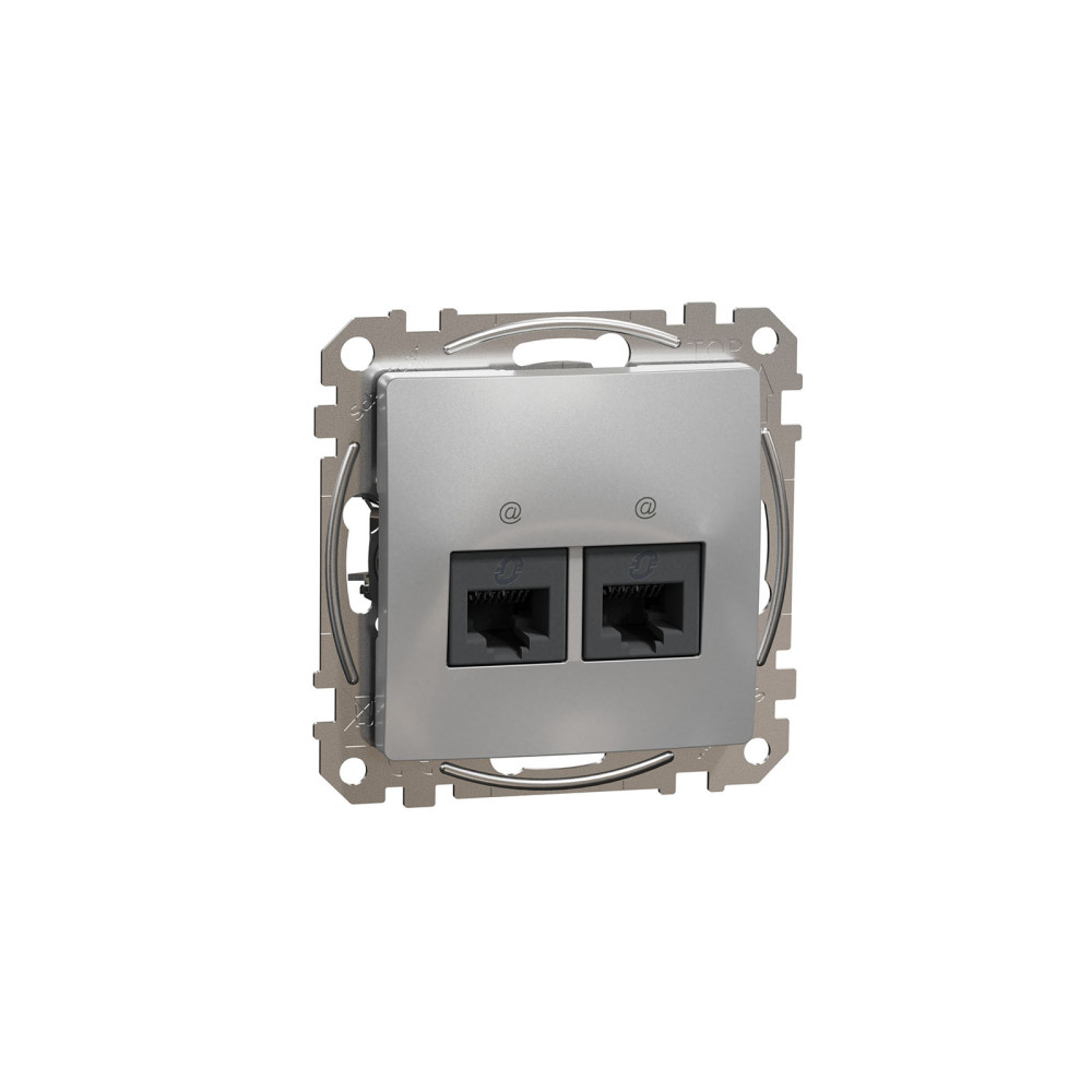 Розетка комп'ютерна 2-на UTP Cat5e Schneider Electric Sedna Design Алюміній SDD113452